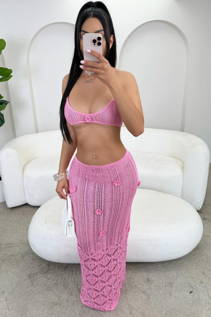 Mackenzie | Elegant Crochet Maxi Skirt Set