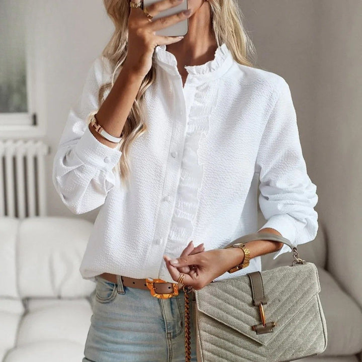 Ruffled Button-Up Shirt – Soft Textured Fit