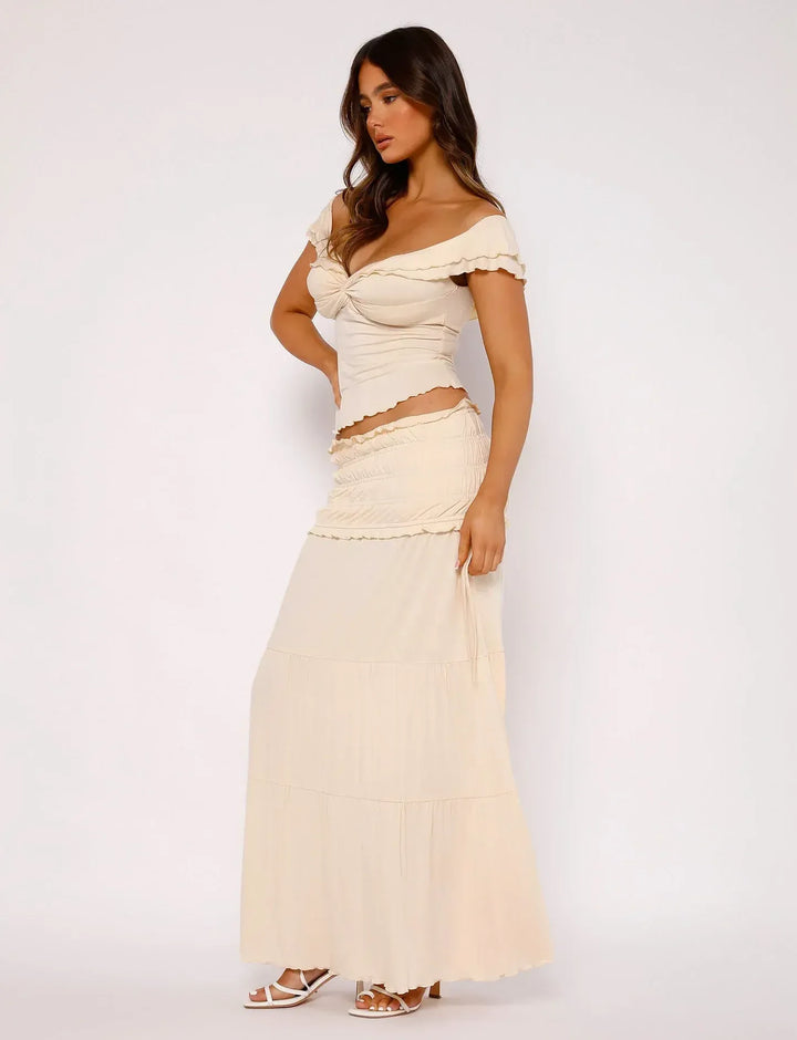 Paula | Ruffled Top with Maxi Skirt Boho Set