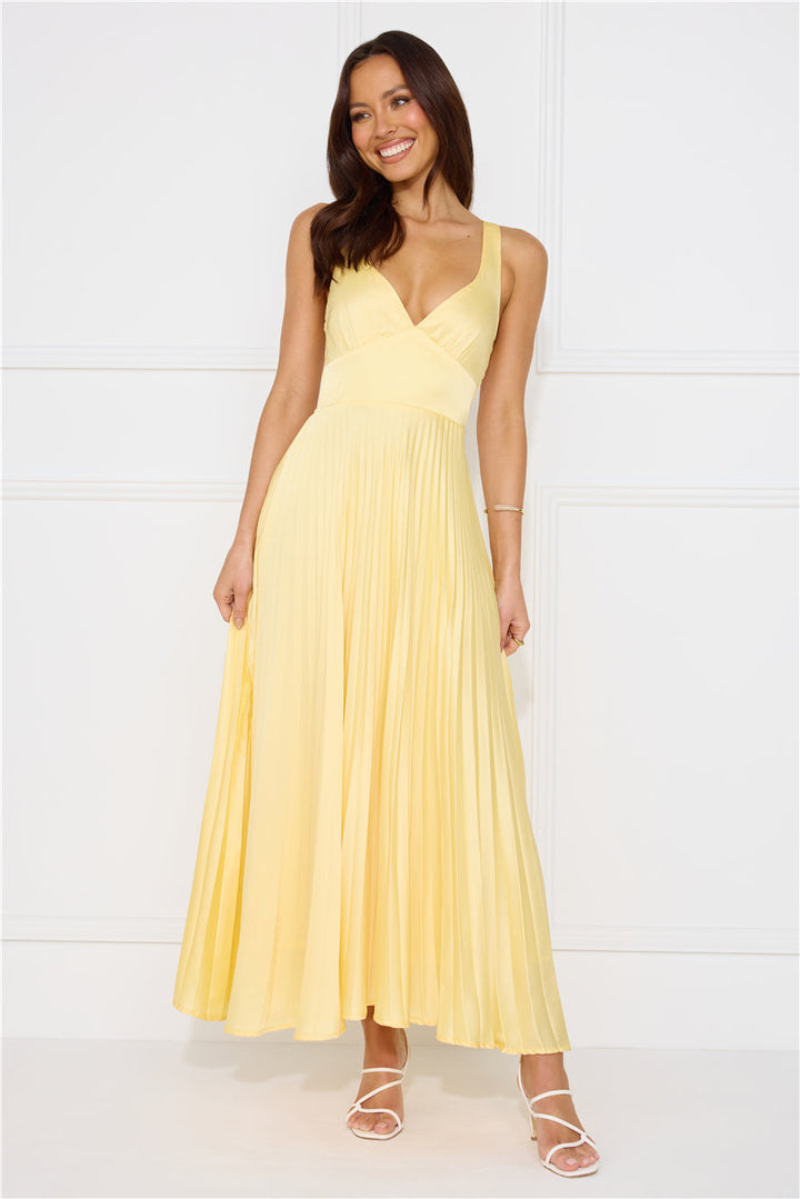 Lucy | Pleated V-Neck Maxi Dress