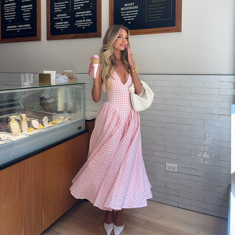 Romina | Plaid Print Midi Dress