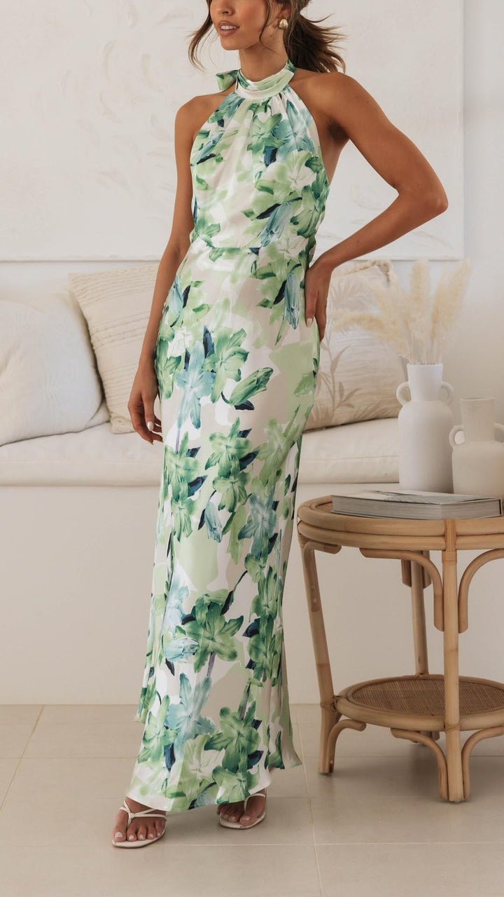 Shannon | Floral Halter Maxi Dress