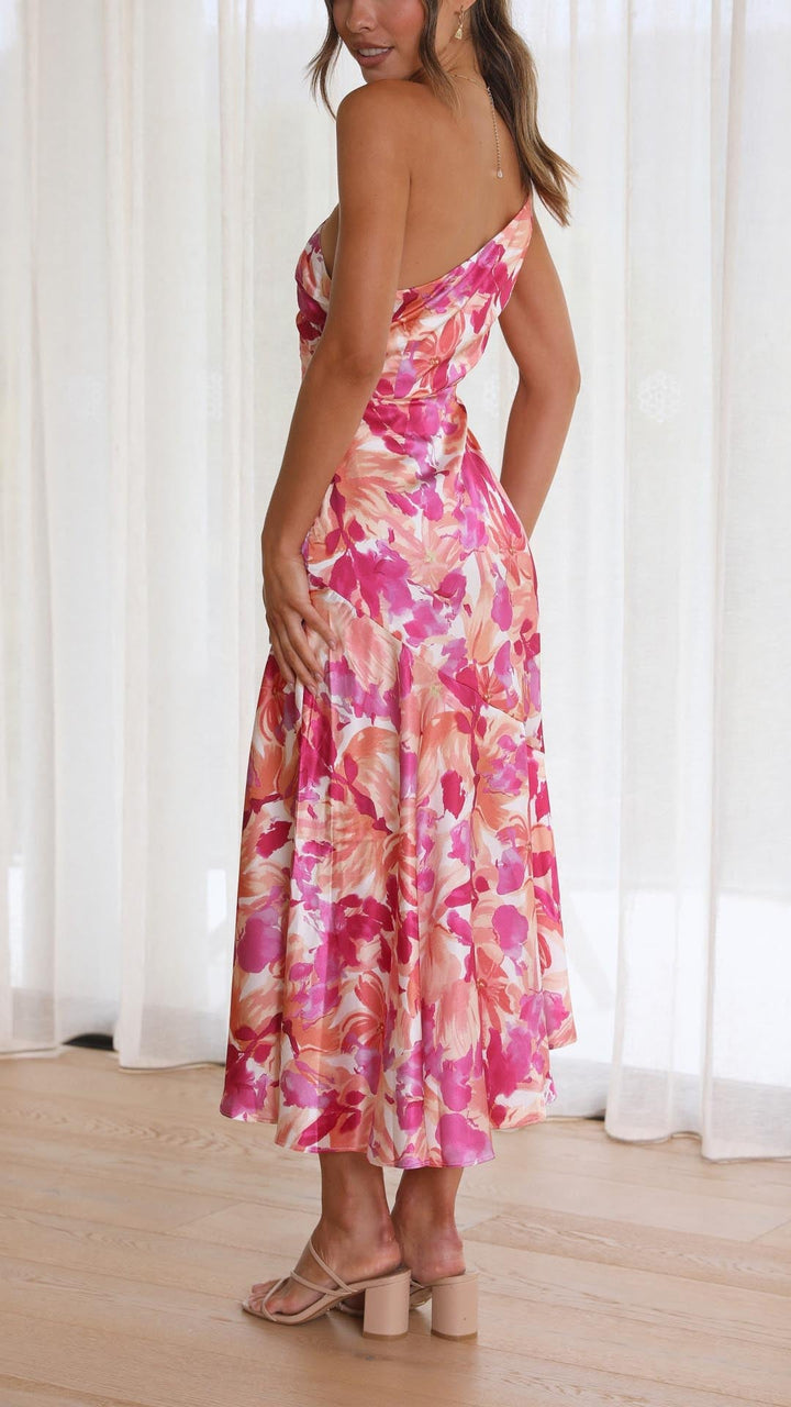 Sophie | Floral One Shoulder Midi Dress