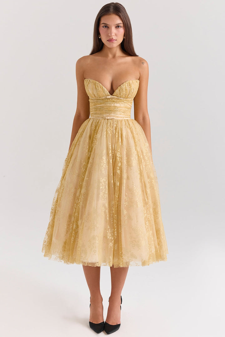 Millie | Golden Corset Dress
