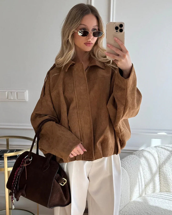 Kaori | Suede Textured Pilot Jacket