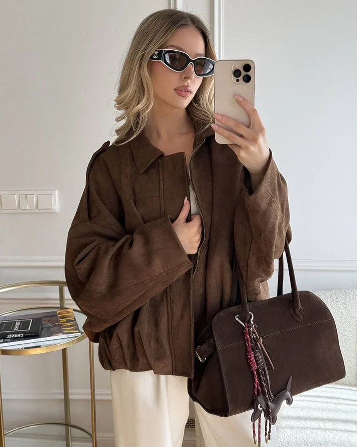 Kaori | Suede Textured Pilot Jacket