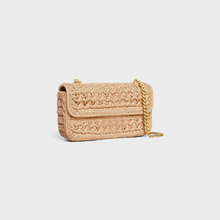 Bag Cl. Shoulder with Chain in Raffia Woven Effect
