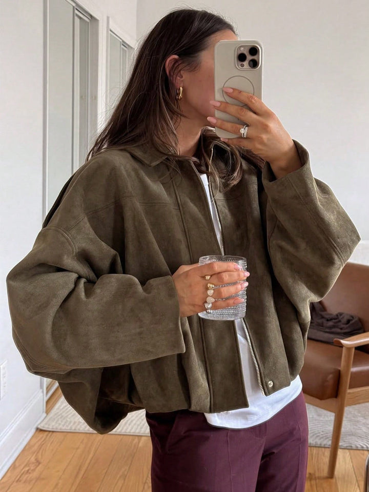Kaori | Suede Textured Pilot Jacket