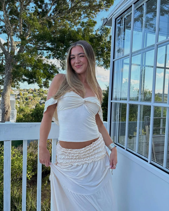 Paula | Ruffled Top with Maxi Skirt Boho Set